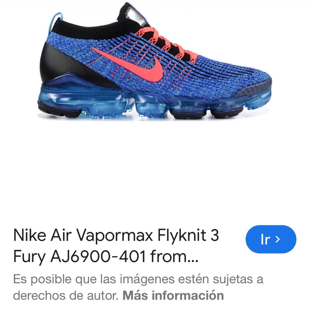 Nike Flyknit VaporMax 3 in Blue with Coral Swoosh